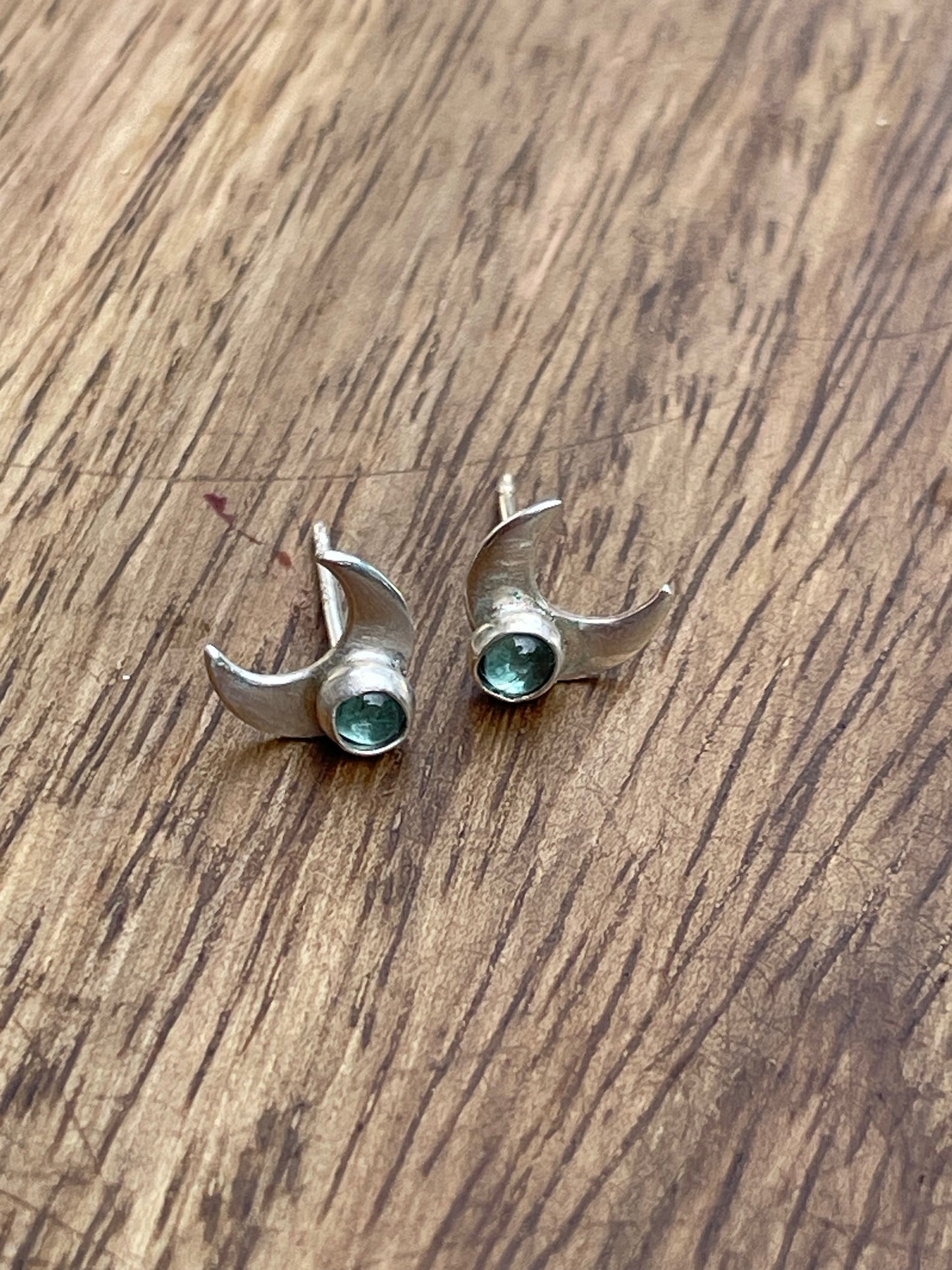 Silver Moon Stud Earrings